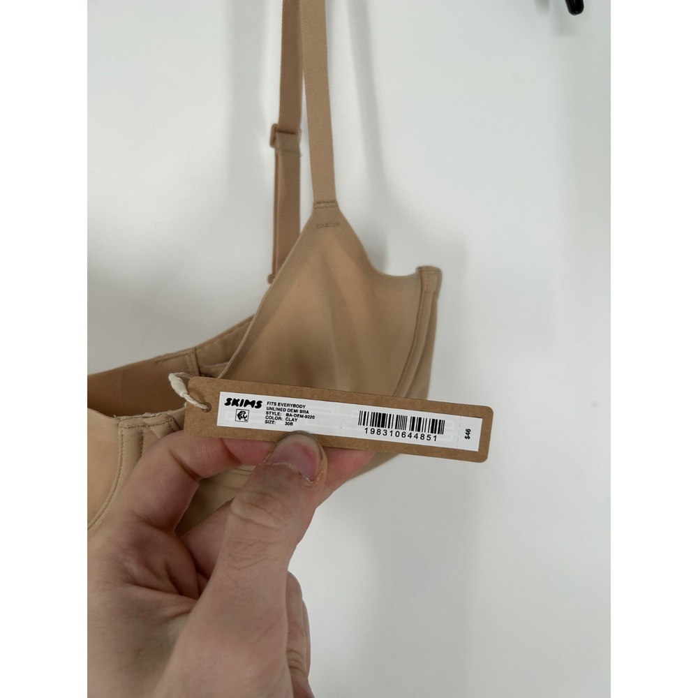 SKIMS Fits Everybody‎ Unlined Demi Bra Womens Size 30B Clay Tan Beige Underwired - Picture 3 of 6